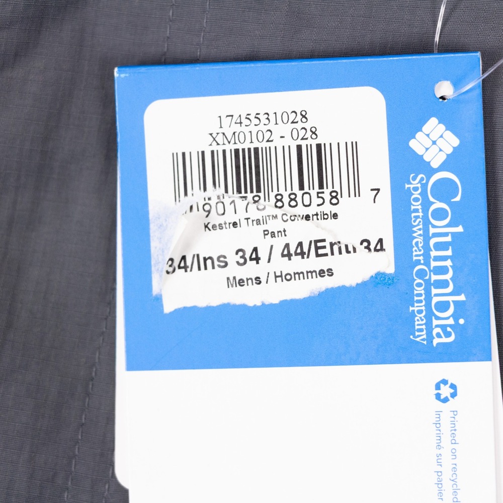 NWT Columbia Kestrel Trail Convertible Pants Mens 34x34 Grey Nylon UPF 50 - Picture 7 of 15
